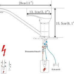 Suguword Niederdruck-Küchenarmatur Messing Einhebelmischer Schwarz, 360°