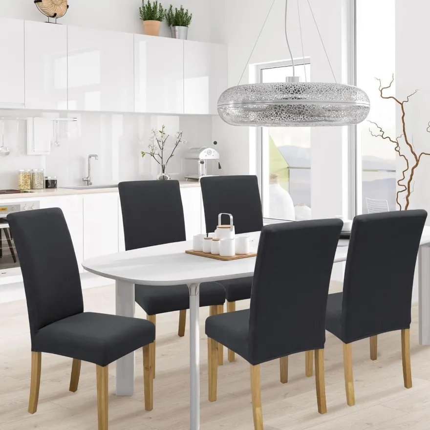 Sukaikeqa Dehnbarer Stuhlbezug, Hochstuhlbezug, Bürostuhlbezug (6er Set)