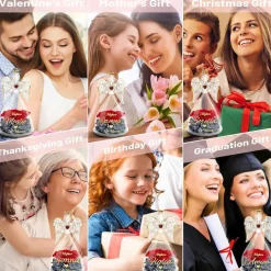 Sunia Beste Mama Geschenke Engel Figur Ewige Rose in Glaskuppel