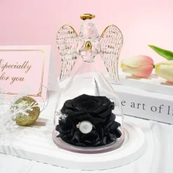 Sunia Ewige Rose Engel Figur Geschenk Mama Muttertag Handgefertigt Glaskuppel