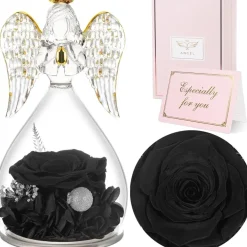 Sunia Ewige Rose Engel Figur Geschenk Mama Muttertag Handgefertigt Glaskuppel