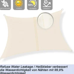 Sunnylaxx Sonnensegel Rechteckig 4x5m Wasserdicht Helles Khaki mit 95