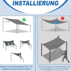 Sunnylaxx Sonnensegel Rechteckig 4x5m Wasserdicht Helles Khaki mit 95