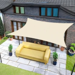 Sunnylaxx Sonnensegel Rechteckig 4x5m Wasserdicht Helles Khaki mit 95