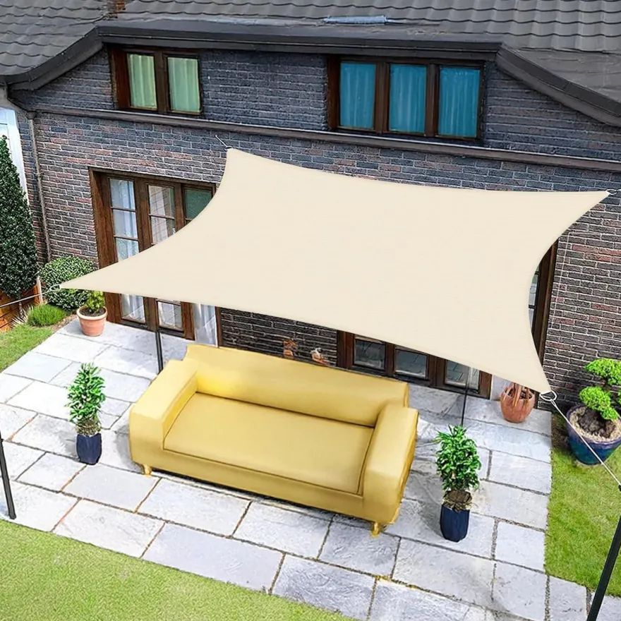 Sunnylaxx Sonnensegel Rechteckig 4x5m Wasserdicht Helles Khaki mit 95