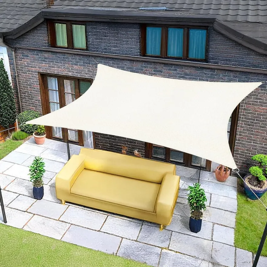 Sunnylaxx Sonnensegel Rechteckig 2,5x3m Creme - Wasserdicht, 95% UV-Schutz für