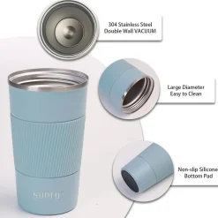 SUNTQ Kaffeebecher to go Thermo Edelstahl 380ml doppelwandig auslaufsicher