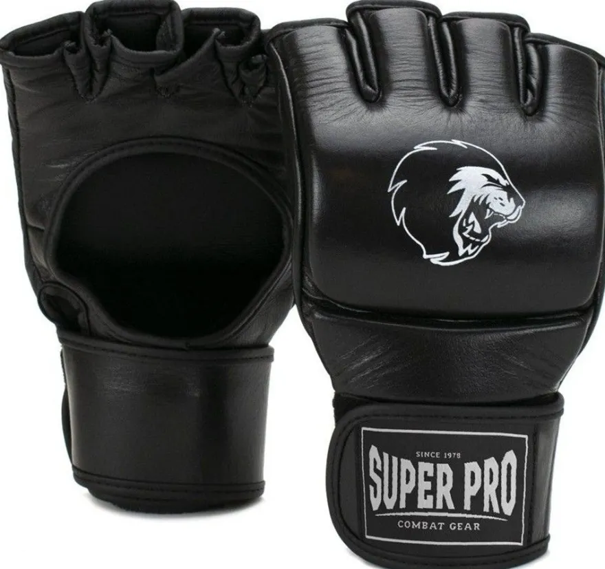 Super Pro Combat Gear Slugger MMA Handschuhe Leder Schwarz/Weiß