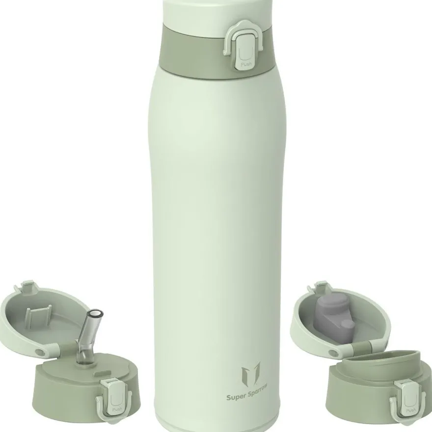 Super Sparrow Edelstahl Trinkflasche Thermosflasche 950ml M Hellgrün