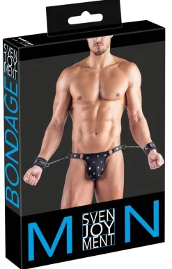 Svenjoyment Bondage Herren Rio String mit Soft-Handfesseln schwarz