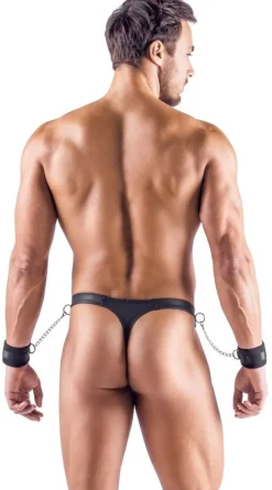 Svenjoyment Bondage Herren Rio String mit Soft-Handfesseln schwarz