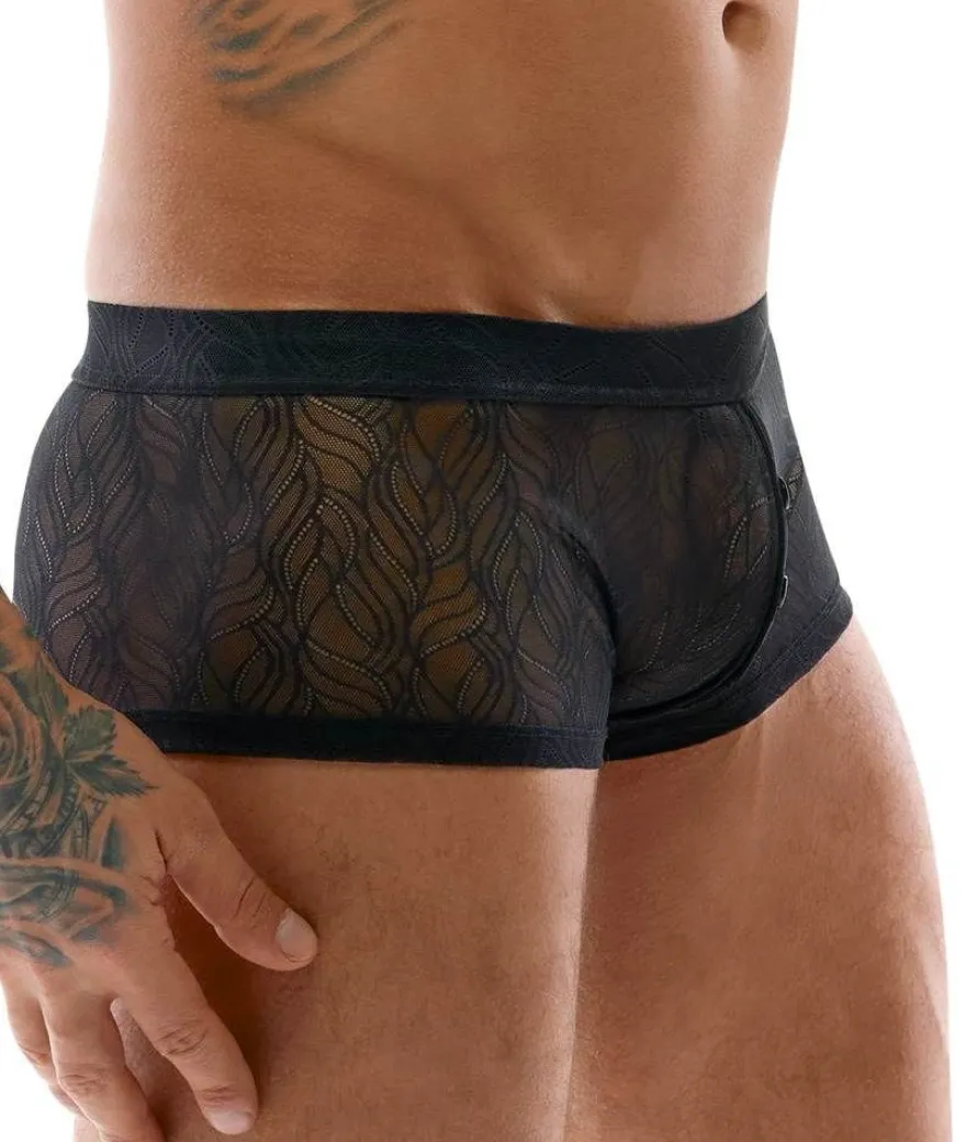 Svenjoyment Enge Spitzenpants mit Knopfleiste
