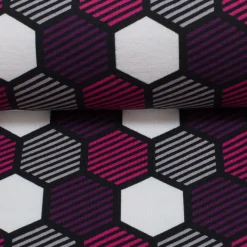Swafing Crazy Shapes by Lycklig Design, Sweat angeraut, Waben, lila, pink VE 0,25 m