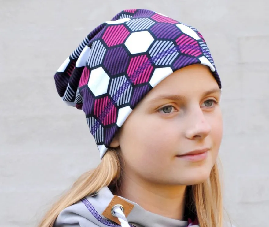 Swafing Crazy Shapes by Lycklig Design, Sweat angeraut, Waben, lila, pink VE 0,25 m