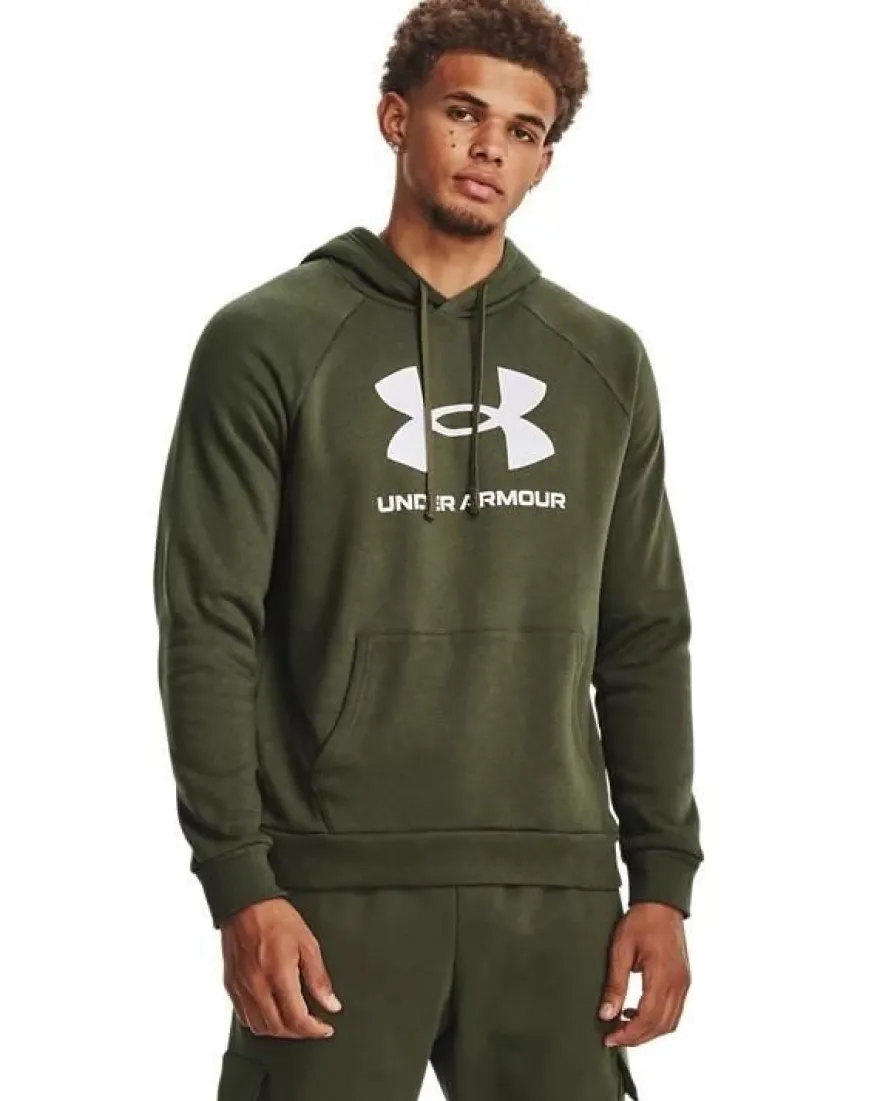 Sweatshirt Under Armour Rival Fleece Logo Hoodie Grén-Weiß