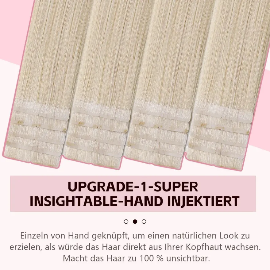 Sweetmet Pro3.0 Unsichtbare Tape Extensions Echthaar Remy #60 Platinblond 30g