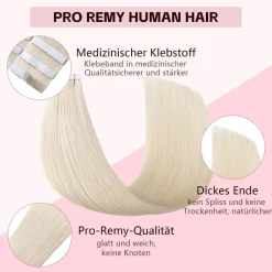 Sweetmet Pro3.0 Unsichtbare Tape Extensions Echthaar Remy #60 Platinblond 30g