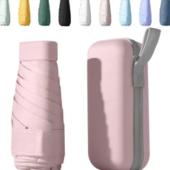 Sykerout Mini Regenschirm Taschenschirm Kompakt Faltbar Mit Etui UV-Schutz