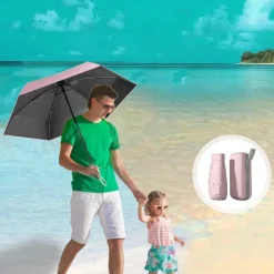 Sykerout Mini Regenschirm Taschenschirm Kompakt Faltbar Mit Etui UV-Schutz