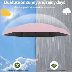Sykerout Mini Regenschirm Taschenschirm Kompakt Faltbar Mit Etui UV-Schutz