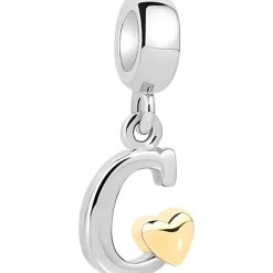 Symretie Damen A-Z Buchstaben Charm Anhänger Initial Beads Charms mit Gelbem