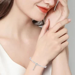 Symretie Damen 925 Sterling Silber Initial Buchstabe Anhänger für Europäische