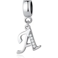 Symretie Damen 925 Sterling Silber Initial Buchstabe Charm Anhänger für