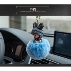 SYSUII Bling Strass Rückspiegel Anhänger Süße Puppe Plüsch Ball Auto Hängende