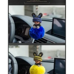 SYSUII Bling Strass Rückspiegel Anhänger Süße Puppe Plüsch Ball Auto Hängende