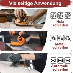 Sztaoip 100er Set Schleifpapier 150mm Klett, Körnung 180, 6 Loch für