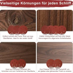 Sztaoip 100er Set Schleifpapier 150mm Klett, Körnung 180, 6 Loch für