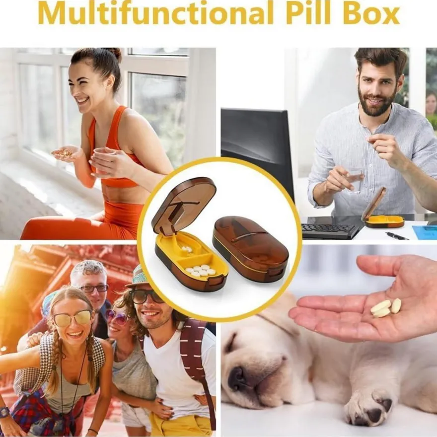 Tablettenteiler Pillenschneider 2-in-1 für Kleine und Große Tabletten