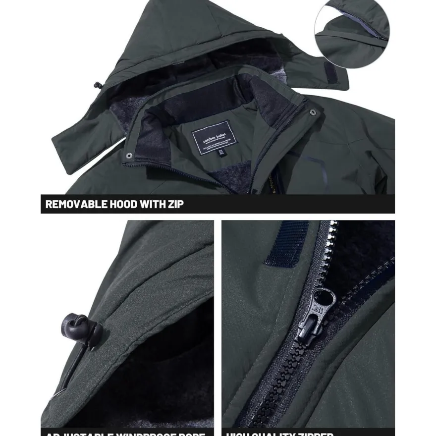 Tacvasen Herren Winterjacke wasserdicht winddicht warm gefüttert mit Kapuze