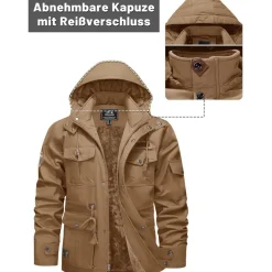 Tacvasen Herren Winterjacke Warme Fleecejacke Militärjacke Lässige Gefütterte