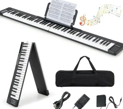 88 Tastatur digitale Keyboard faltbar, Kinder elektrisches Klavier 128 Rhythmen