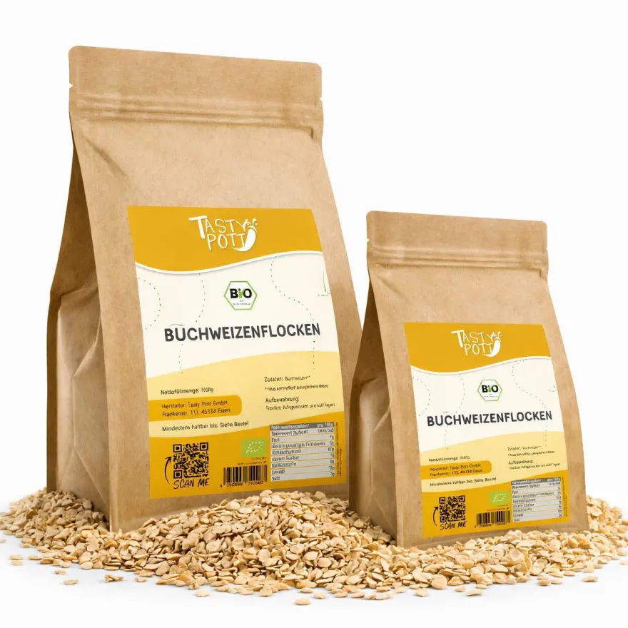 Tasty Pott Bio Buchweizenflocken - 3kg Beutel 2 Beutel