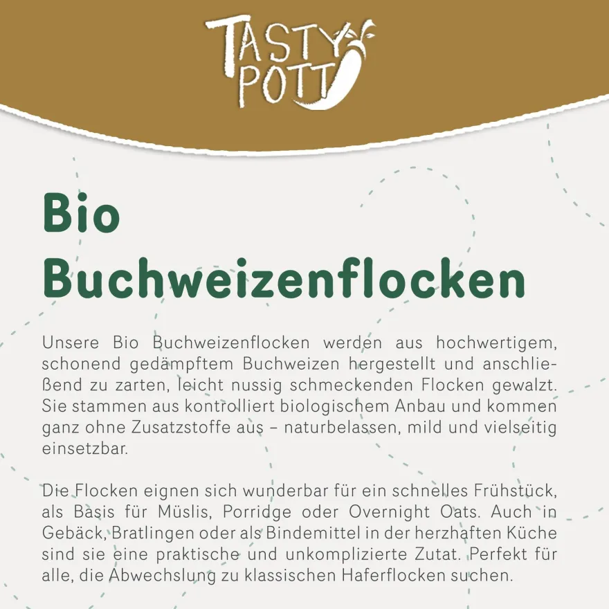 Tasty Pott Bio Buchweizenflocken - 3kg Beutel 2 Beutel