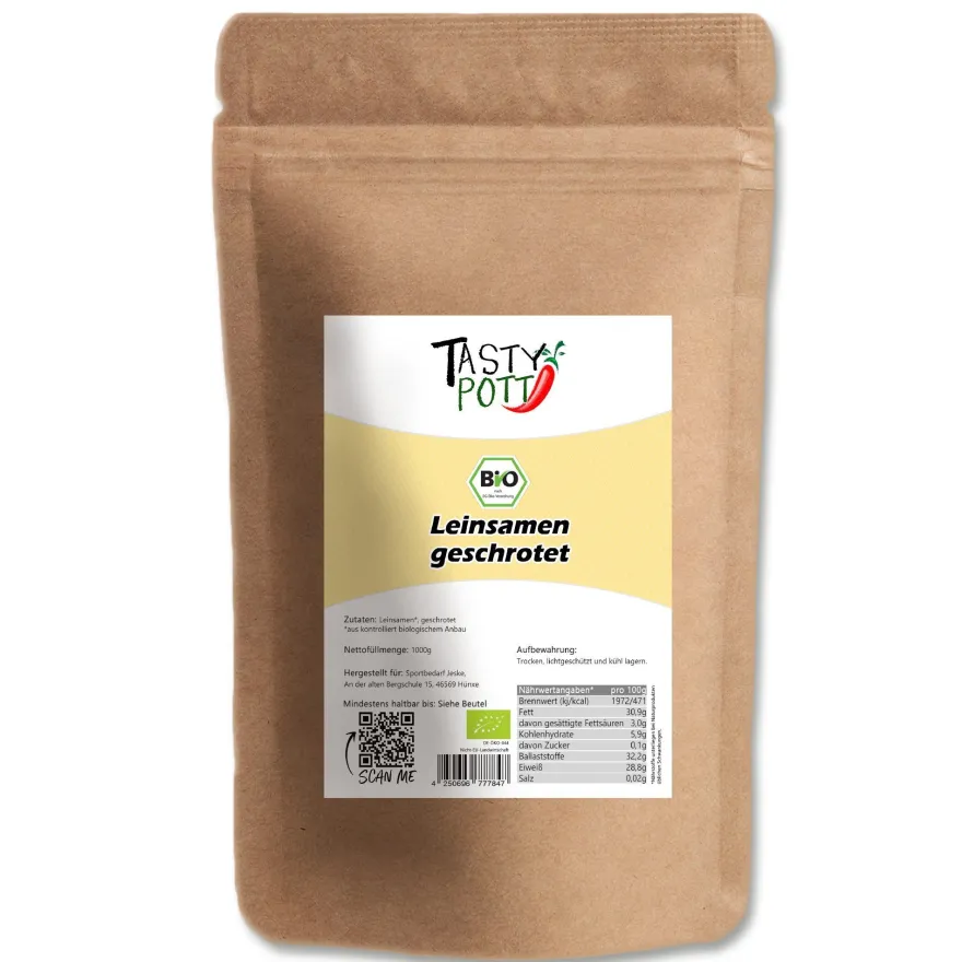 Tasty Pott bio Leinsamen geschrotet - im Beutel