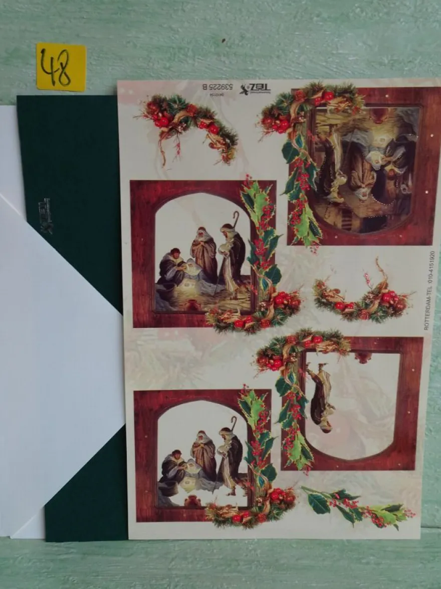 TBZ 3D Bogen geprägt folienverziert Weihnachten Krippe Heilige Familie Mutter Gottes