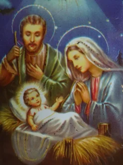 TBZ 3D Bogen geprägt folienverziert Weihnachten Krippe Heilige Familie Mutter Gottes
