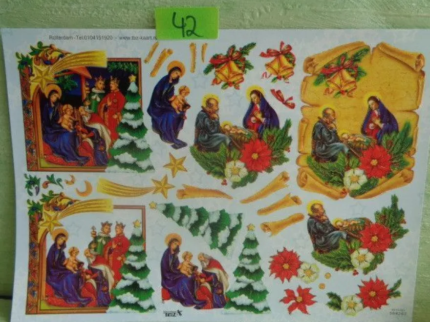TBZ 3D Bogen geprägt folienverziert Weihnachten Krippe Heilige Familie Mutter Gottes