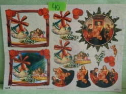 TBZ 3D Bogen geprägt folienverziert Weihnachten Krippe Heilige Familie Mutter Gottes