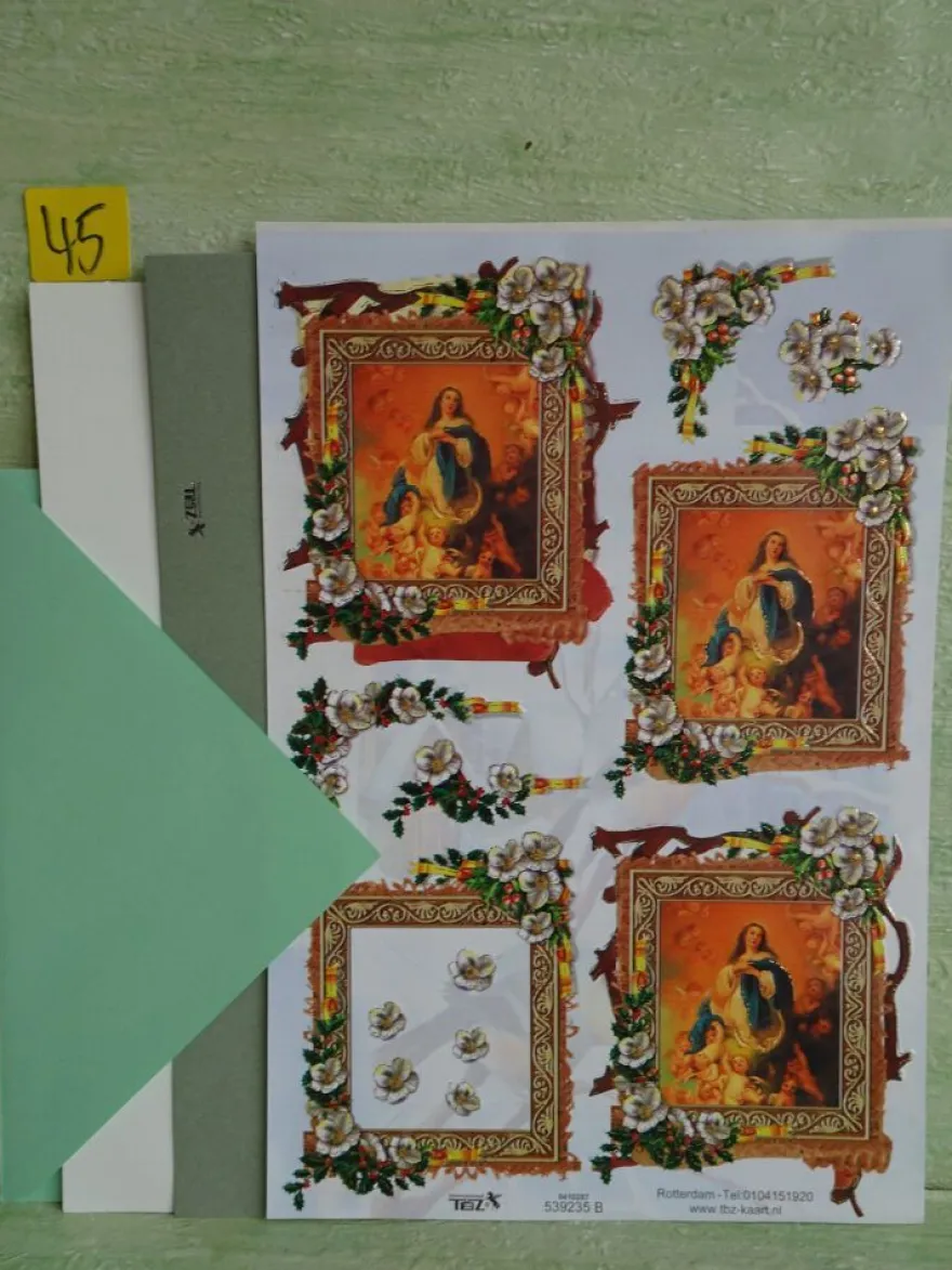 TBZ 3D Bogen geprägt folienverziert Weihnachten Krippe Heilige Familie Mutter Gottes