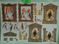 TBZ 3D Bogen geprägt folienverziert Weihnachten Krippe Heilige Familie Mutter Gottes