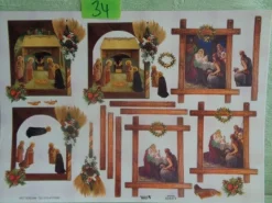 TBZ 3D Bogen geprägt folienverziert Weihnachten Krippe Heilige Familie Mutter Gottes