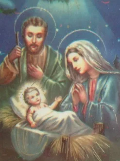 TBZ 3D Bogen geprägt folienverziert Weihnachten Krippe Heilige Familie Mutter Gottes