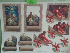 TBZ 3D Bogen geprägt folienverziert Weihnachten Krippe Heilige Familie Mutter Gottes