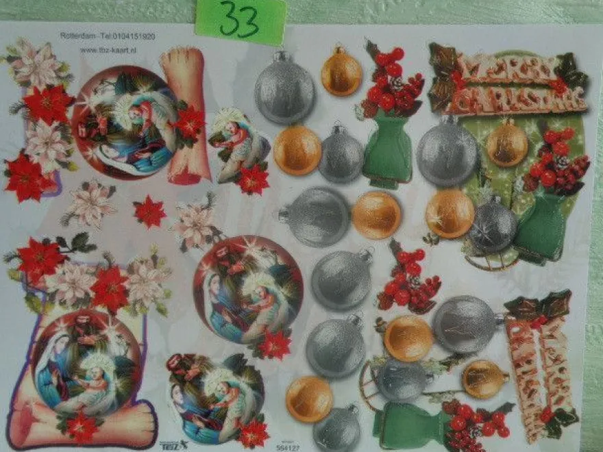 TBZ 3D Bogen geprägt folienverziert Weihnachten Krippe Heilige Familie Mutter Gottes