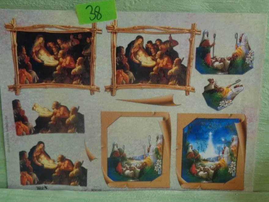 TBZ 3D Bogen geprägt folienverziert Weihnachten Krippe Heilige Familie Mutter Gottes