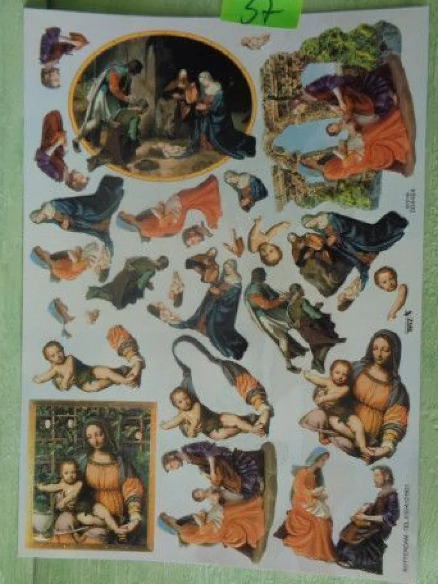 TBZ 3D Bogen geprägt folienverziert Weihnachten Krippe Heilige Familie Mutter Gottes